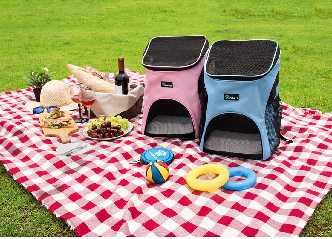 Small Dogs and Cat Backpack Carrier, Airline Approved Pet Backpack Carrier, Ventilated, Safety Strap, Buckle Support Designed for Hiking Travel Camping Outdoor, Max 18 Lbs (Heather Gray)