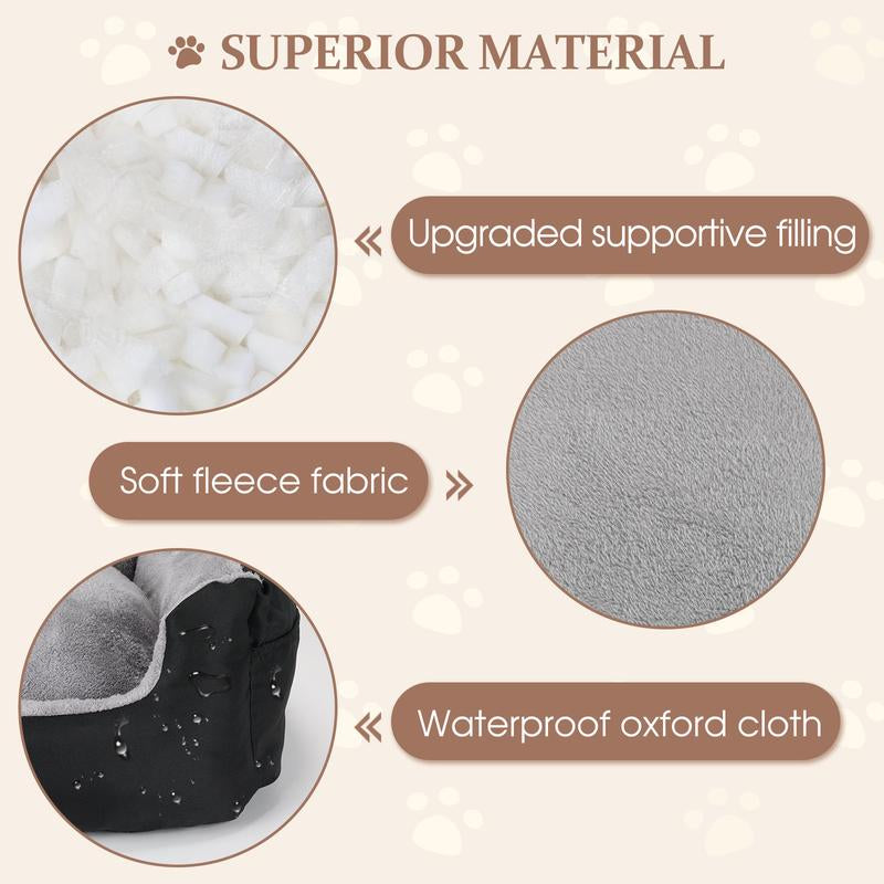 Downluxe Dog Car Seat for Small Dogs, Fully Detachable & Machine Washable Dog Booster Car Seat with Storage Pockets, Dog Accessories, Waterproof Dog Travel Carrier Bed up to 25Lbs, Dark Grey