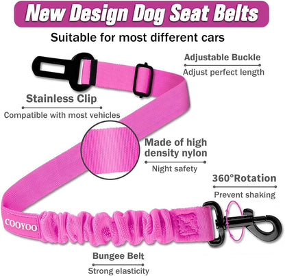 Dog Seat Belt,3 Piece Set Retractable Dog Car Adjustable Seatbelts for Vehicle Nylon Pet Safety Heavy Duty & Elastic & Durable Car Harness for Dogs