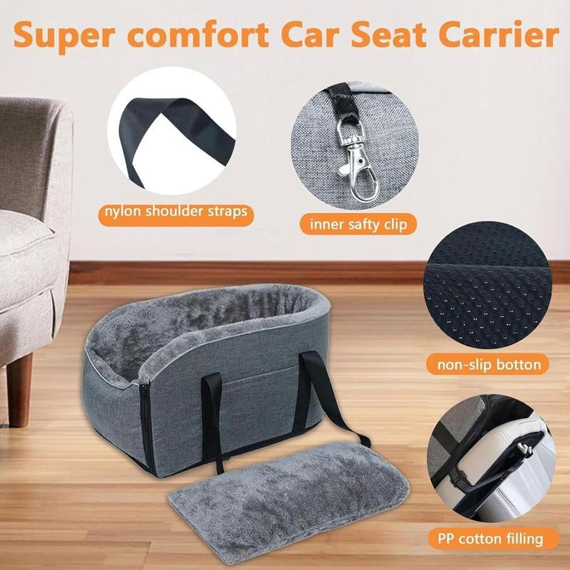 Portable Pet Car Seat for Small Dogs and Cats - Travel Safety Carrier with Central Control, Transport Bed, and Protection
