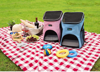 Small Dogs and Cat Backpack Carrier, Airline Approved Pet Backpack Carrier, Ventilated, Safety Strap, Buckle Support Designed for Hiking Travel Camping Outdoor, Max 18 Lbs (Heather Gray)