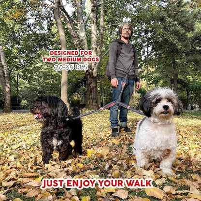 Exquisite Hands Free Dual Dog Leash for Medium Dogs. Trending Waist Leash for Walking 2 Dogs No Tangle. You Will Absolutely Love This Amazing Double Dog Gear (Dark Grey & Pink)