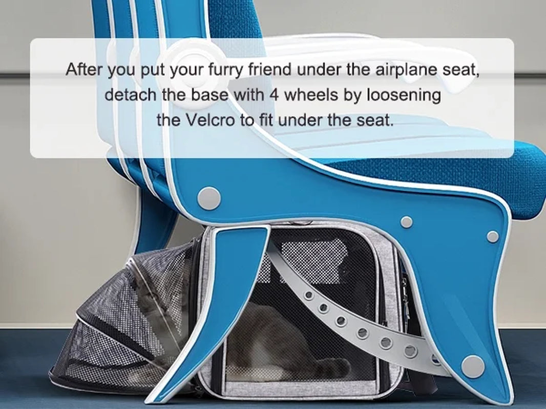 Rolling Pet Carrier with Wheels, Foldable Airline Approved Dog Carriers for Small Dogs and Cats, Cat Carrier on Wheels, Pet Travel Carrier for Flight Camping Outdoor