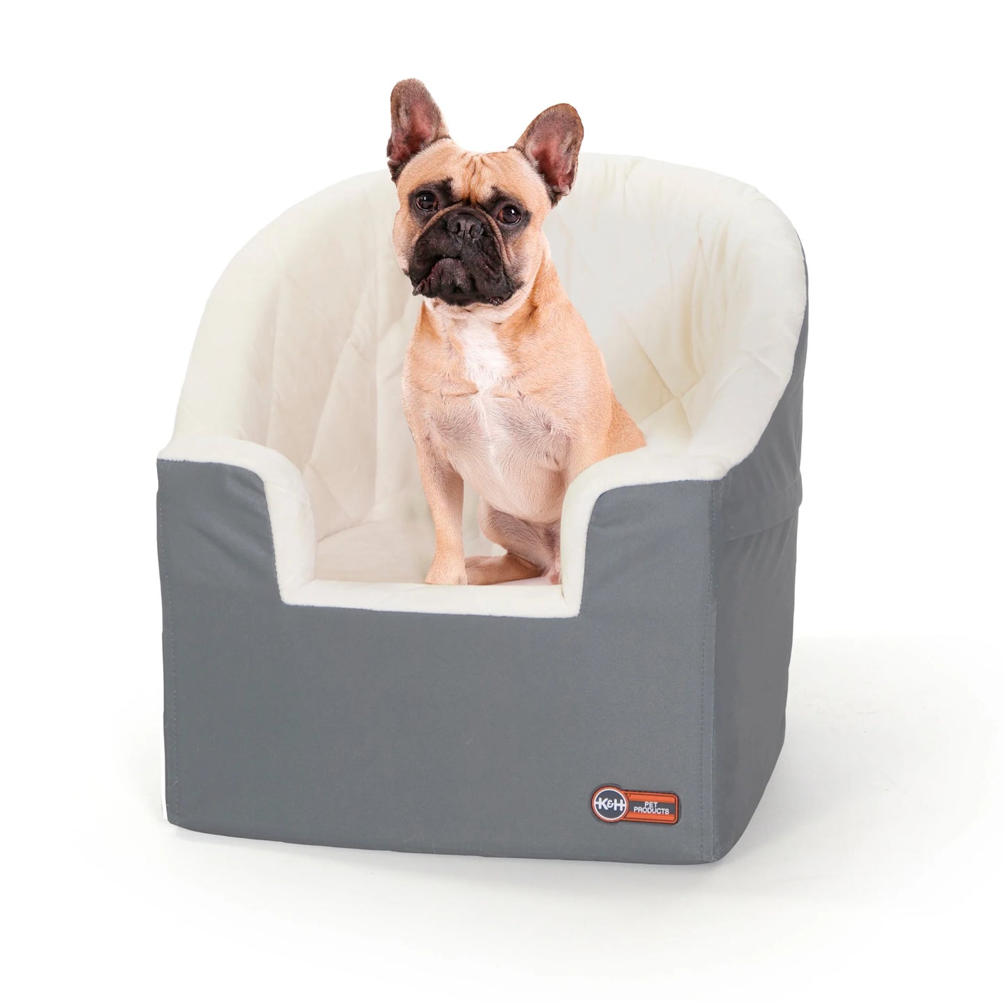 Bucket Booster Dog Car Seat Knockdown Gray/Cream Small