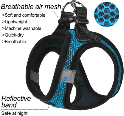 Dog Harness Step-In Breathable Puppy Cat Dog Vest Harnesses for Small Medium Dogs Blue