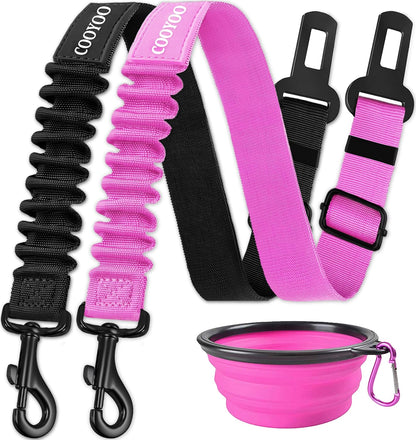 Dog Seat Belt,3 Piece Set Retractable Dog Car Adjustable Seatbelts for Vehicle Nylon Pet Safety Heavy Duty & Elastic & Durable Car Harness for Dogs