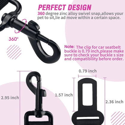 Dog Seat Belt,3 Piece Set Retractable Dog Car Adjustable Seatbelts for Vehicle Nylon Pet Safety Heavy Duty & Elastic & Durable Car Harness for Dogs