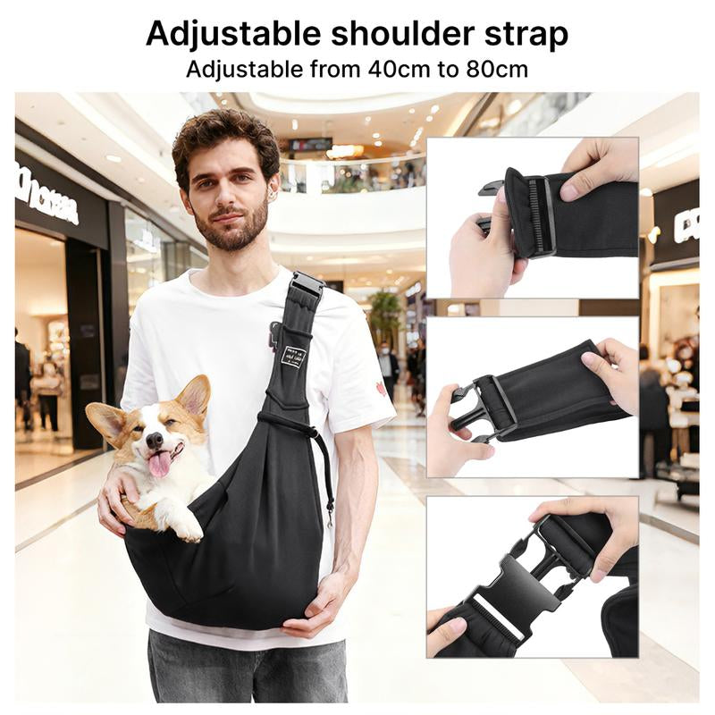 Dog & Cat Sling for Small and Medium Pets up to 16.5Lbs with Adjustable Padded Shoulder Breathable Portable Carrier for outside Travel Shopping Animal
