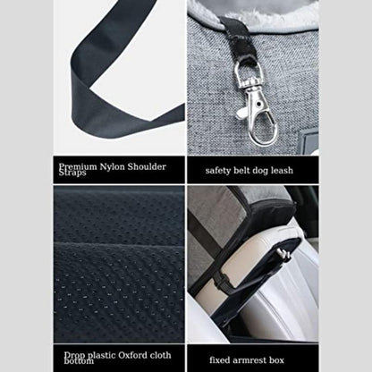 Portable Pet Car Seat for Small Dogs and Cats - Travel Safety Carrier with Central Control, Transport Bed, and Protection