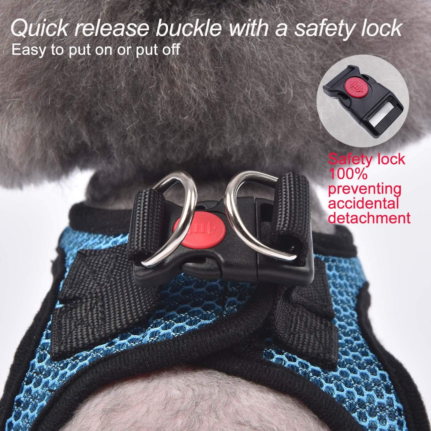 Dog Harness Step-In Breathable Puppy Cat Dog Vest Harnesses for Small Medium Dogs Blue