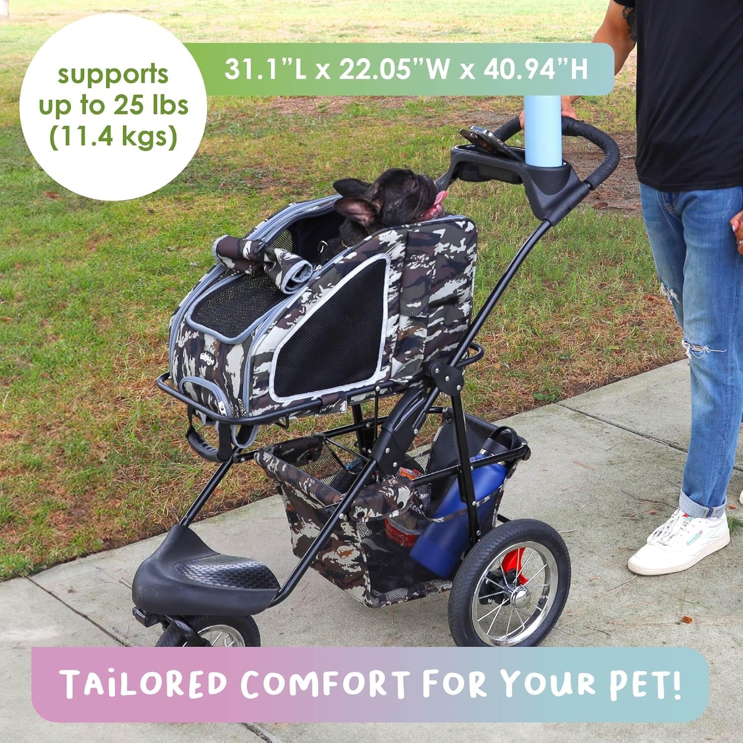 5-In-1 Complete Travel System with PET Carrier and PET Stroller - Pink Camo (Army Camo)