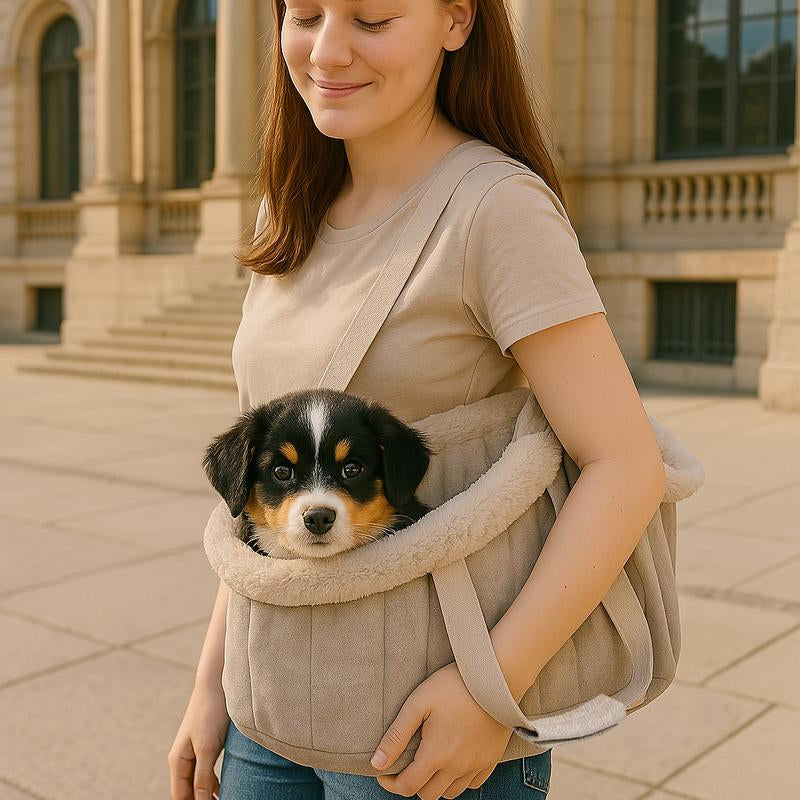 Travel Pet Carrier Portable Pet Tote Bag Thickened Plush Pet Go-Out Bag Open Style Warm Pet Carrying Bag,Winter Fleece Warm Dog Tote Bag, Pet Handbag