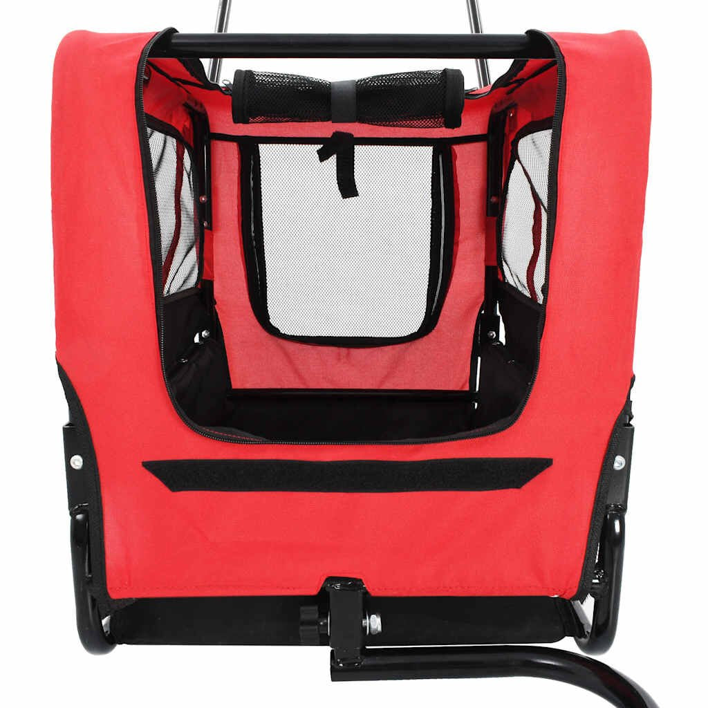 Pet Bike Trailer Red and Black Oxford Fabric and Steel Collapsible