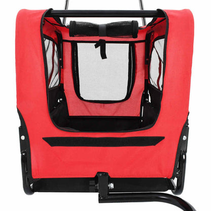 Pet Bike Trailer Red and Black Oxford Fabric and Steel Collapsible