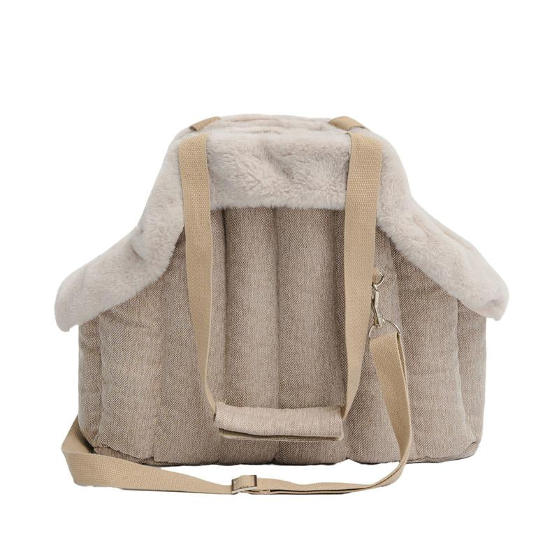 Travel Pet Carrier Portable Pet Tote Bag Thickened Plush Pet Go-Out Bag Open Style Warm Pet Carrying Bag,Winter Fleece Warm Dog Tote Bag, Pet Handbag