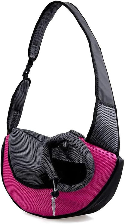 Pet Sling Carrier for Small Dogs Cats Breathable Mesh Travelling Hands-Free Puppy Backpack(Fits Approximately 3 Lbs to 6 Lb Pets)(Rose Red)
