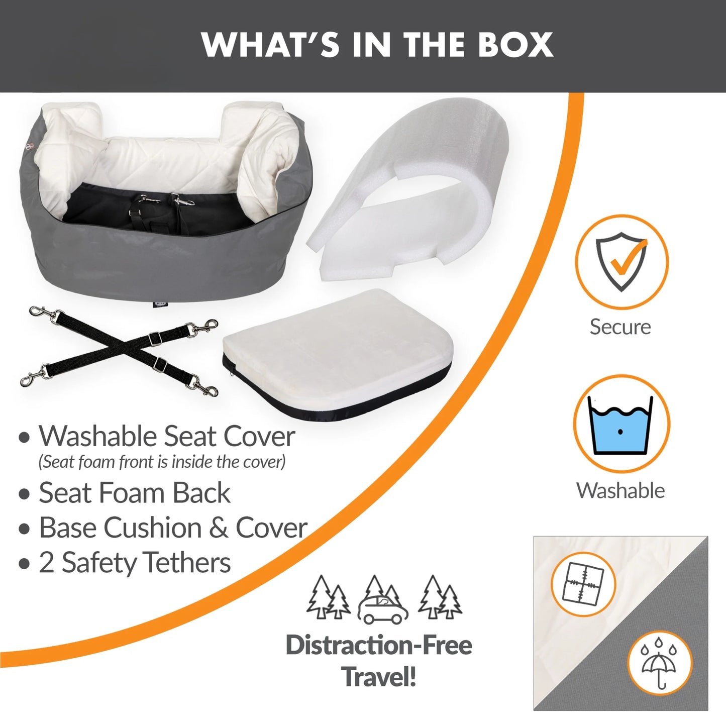 Bucket Booster Dog Car Seat Knockdown Gray/Cream Small