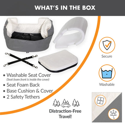 Bucket Booster Dog Car Seat Knockdown Gray/Cream Small