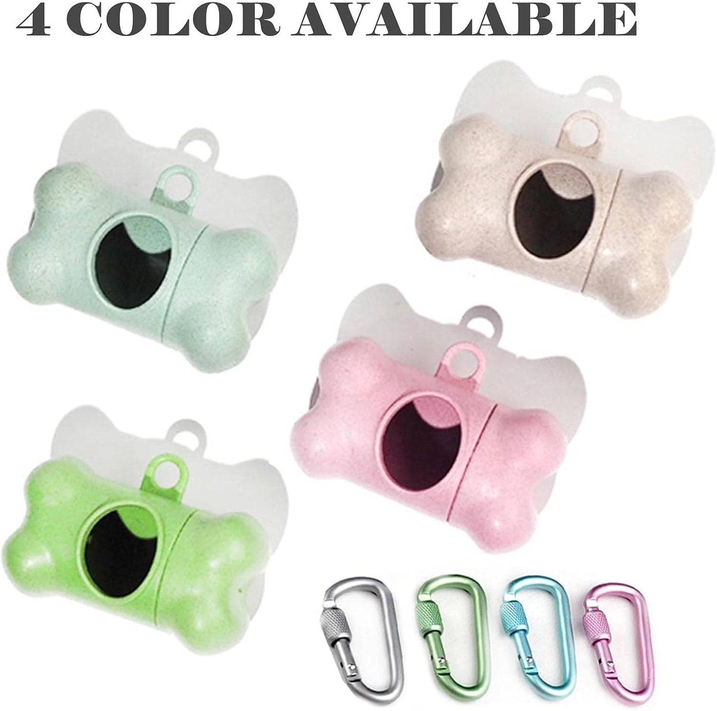 Dog Poop Pickup Bags Holder Dispenser with Standard-Sized Leak-Proof Scented Doggy Waste Bags and Carabiner with Safety Lock&Fastener Never Loose on Leash Lead Again (1 Holder 195 Bags, Blue)