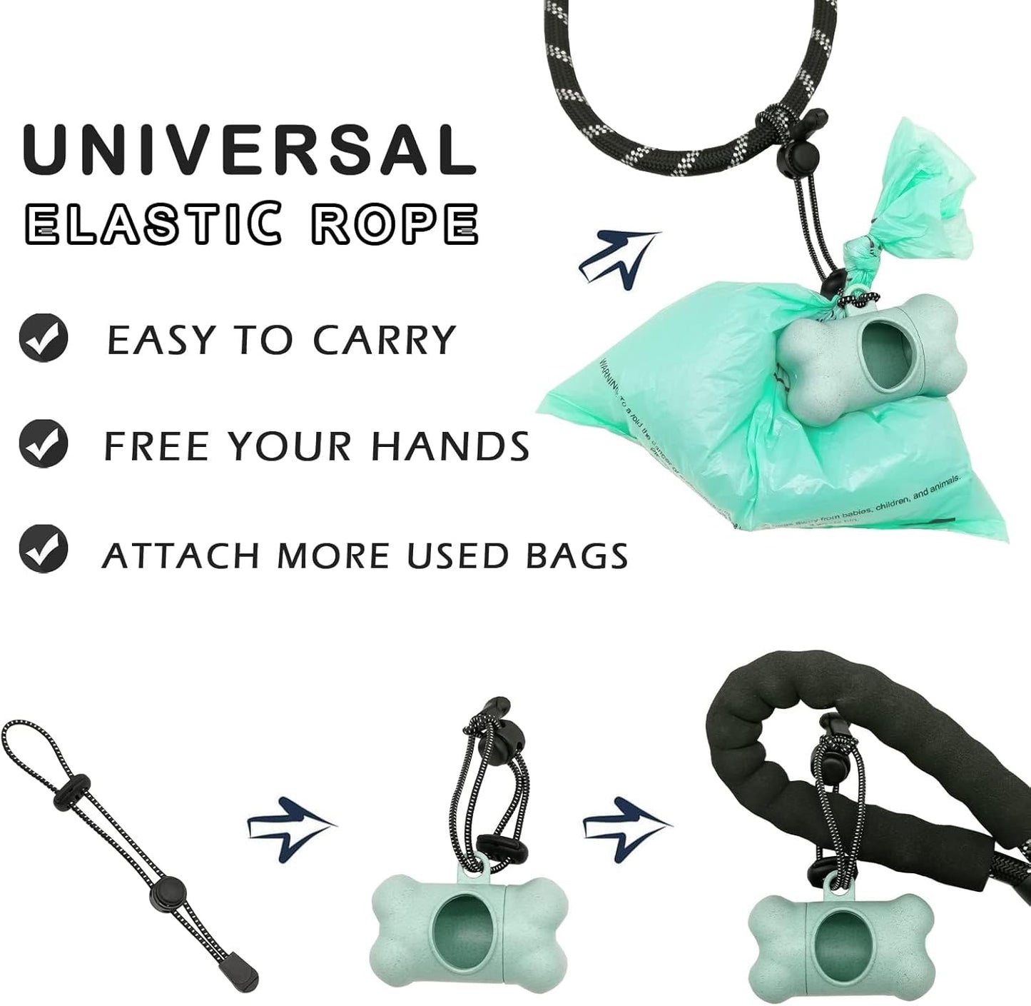 Dog Poop Pickup Bags Holder Dispenser with Standard-Sized Leak-Proof Scented Doggy Waste Bags and Carabiner with Safety Lock&Fastener Never Loose on Leash Lead Again (1 Holder 195 Bags, Blue)