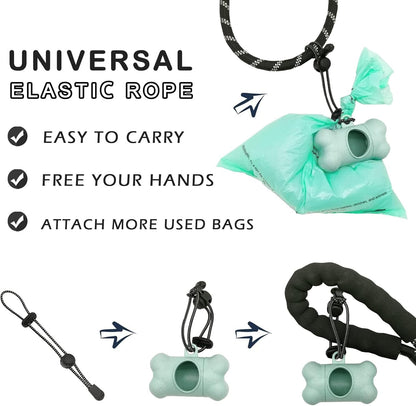 Dog Poop Pickup Bags Holder Dispenser with Standard-Sized Leak-Proof Scented Doggy Waste Bags and Carabiner with Safety Lock&Fastener Never Loose on Leash Lead Again (1 Holder 195 Bags, Blue)