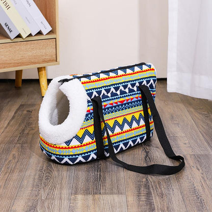 Portable and Washable Cat Bag Multicolor Shoulder Bag with Zipper for Small to Medium Cats Detachable for Bathroom Outings