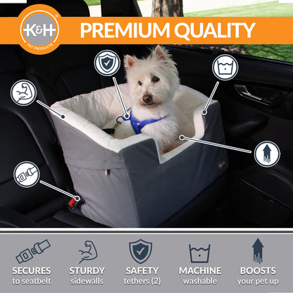 Bucket Booster Dog Car Seat Knockdown Gray/Cream Small