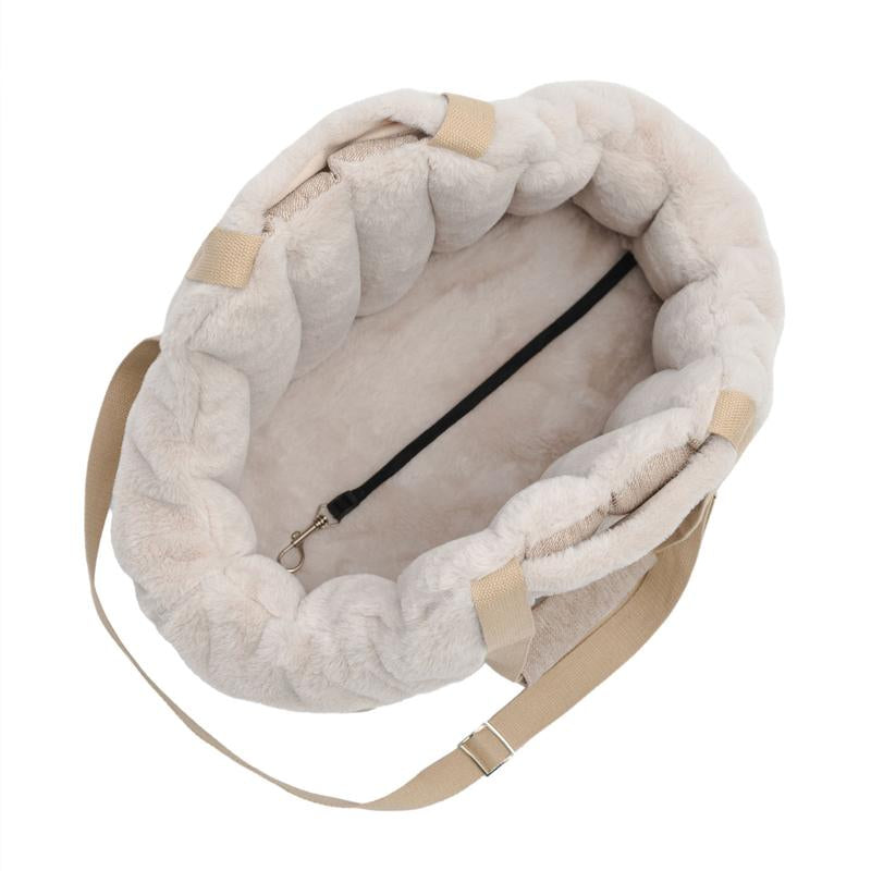 Travel Pet Carrier Portable Pet Tote Bag Thickened Plush Pet Go-Out Bag Open Style Warm Pet Carrying Bag,Winter Fleece Warm Dog Tote Bag, Pet Handbag