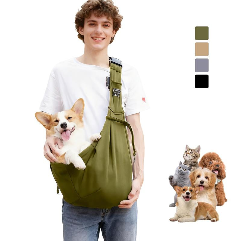 Dog & Cat Sling for Small and Medium Pets up to 16.5Lbs with Adjustable Padded Shoulder Breathable Portable Carrier for outside Travel Shopping Animal