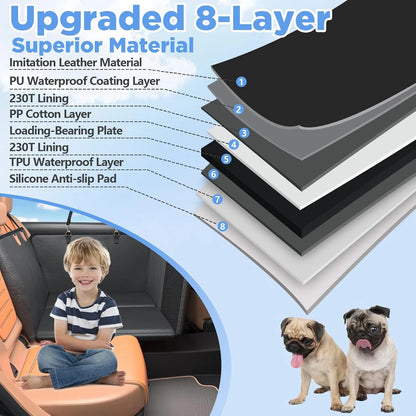 Back Seat Extender for Dogs - Waterproof Dog Car Seat Cover for Back Seat with Hard Bottom - 2024 Upgraded Material! Anti-Scratch! Safer! Easy to Use & Clean (Holds 400Lbs)